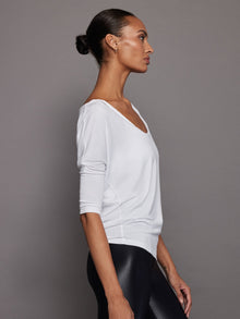 Long Sleeve Off Shoulder Tee | White