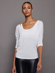 Long Sleeve Off Shoulder Tee | White