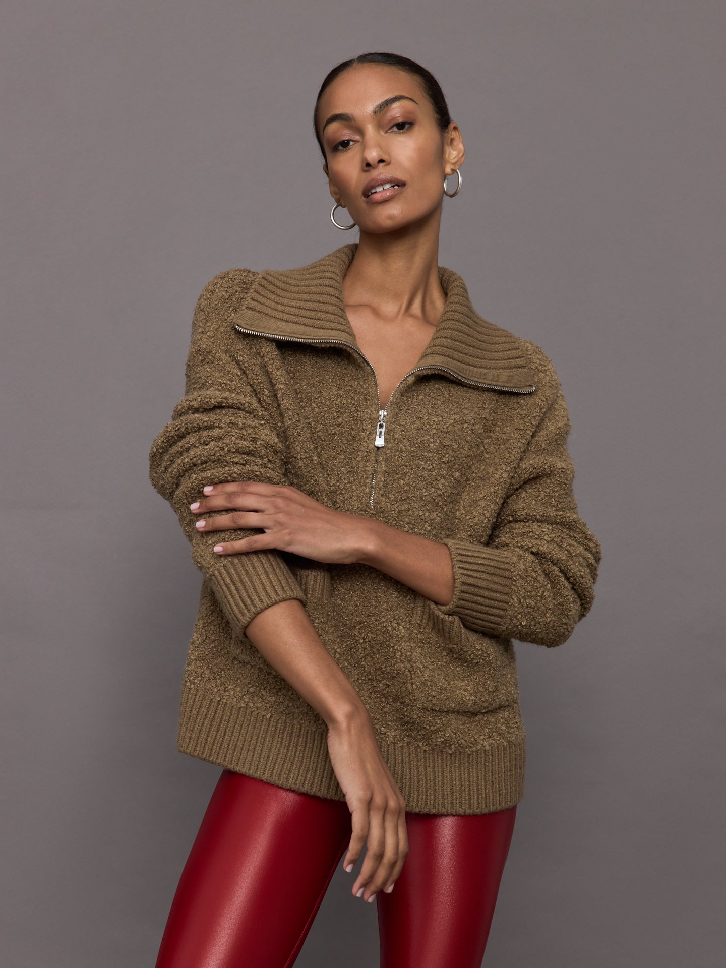 Half Zip Boucle Pullover | Caribou