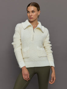 Half Zip Boucle Pullover | Off  White