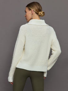 Half Zip Boucle Pullover | Off  White