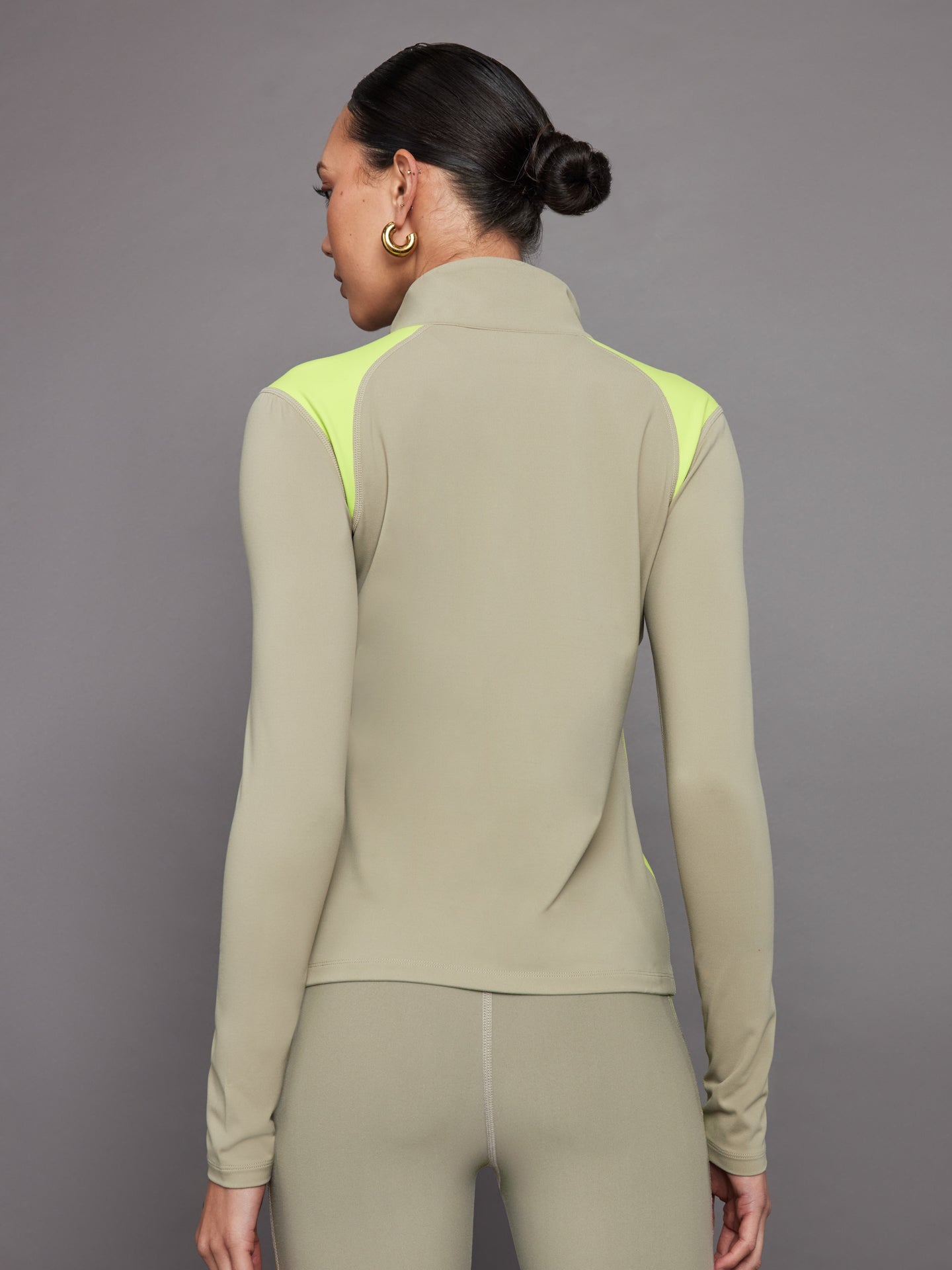 Colorblock Half Zip Top in Melt | Silversage / Acid Lime