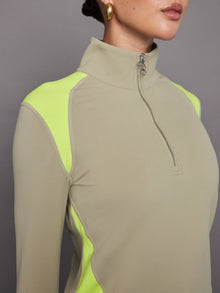 Colorblock Half Zip Top in Melt | Silversage / Acid Lime
