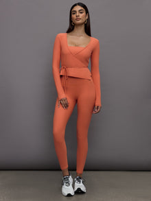 Long Sleeve Tie Top in Melt | Burnt Sienna