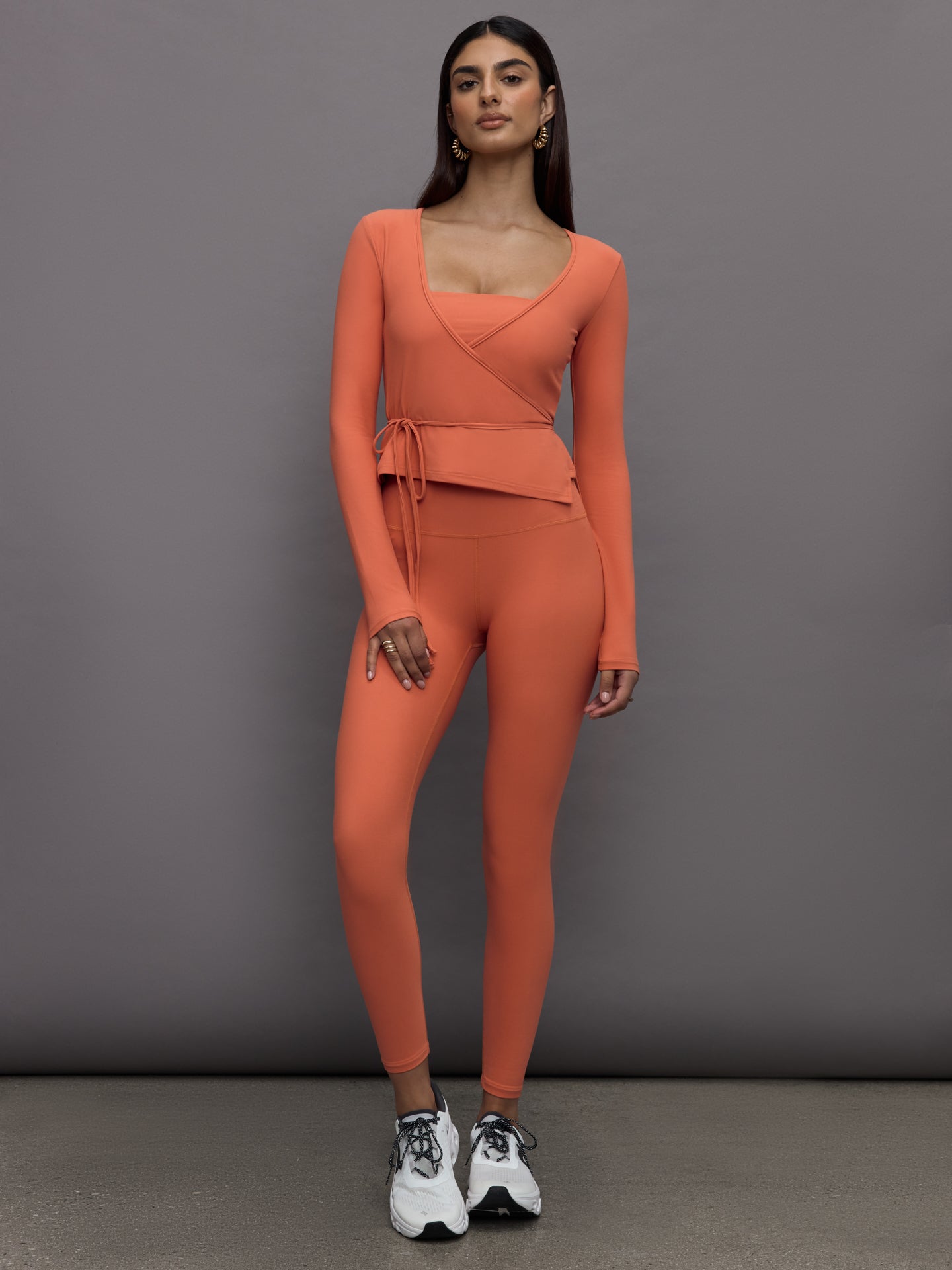 Long Sleeve Tie Top in Melt | Burnt Sienna
