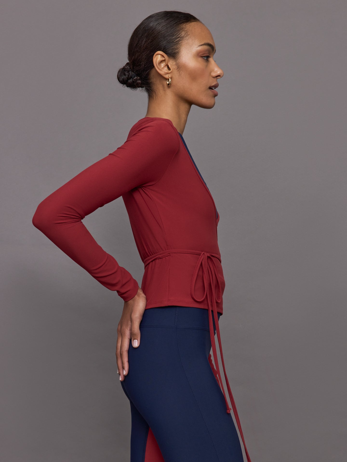 Long Sleeve Tie Top in Melt | Red Dahlia