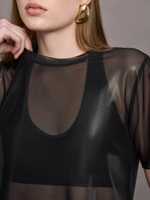 Liquid Mesh Tee Shirt | Black
