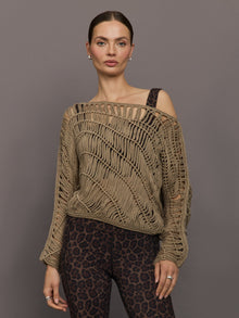 Crochet Off Shoulder Sweater | Chinchilla