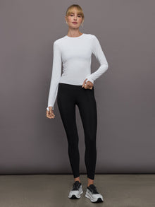Long Sleeve Crew Neck in Melt | White