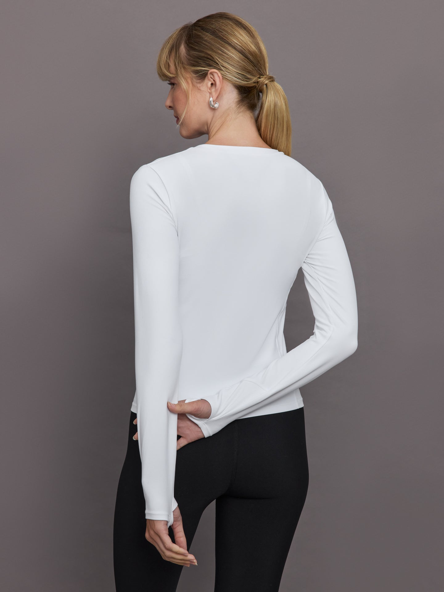 Long Sleeve Crew Neck in Melt | White