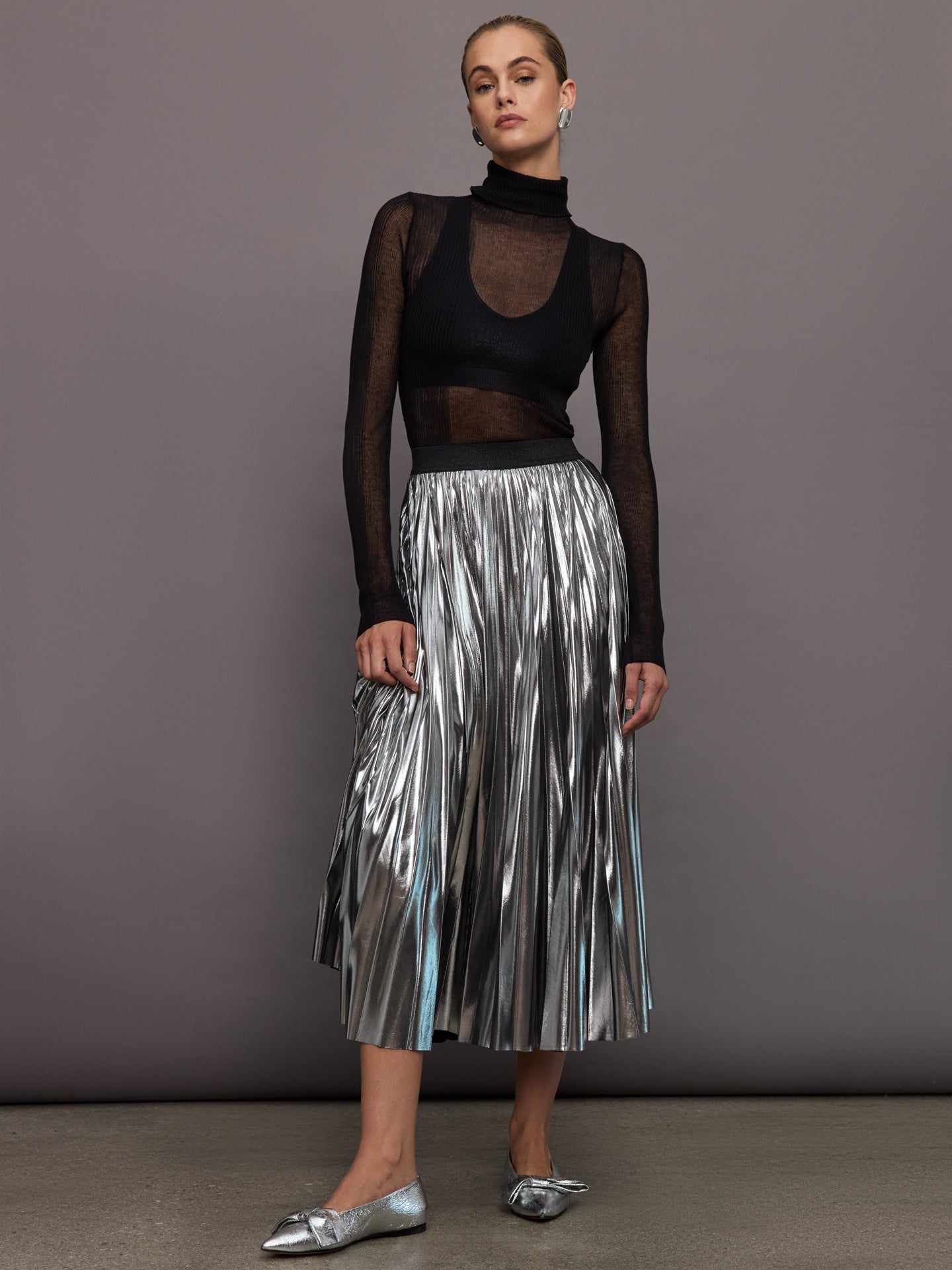 Sheer Turtleneck Sweater | Black
