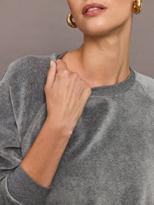 Raglan Pullover in Velour | Charcoal Grey