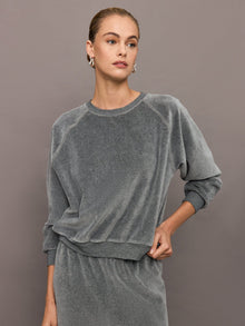 Raglan Pullover in Velour | Charcoal Grey