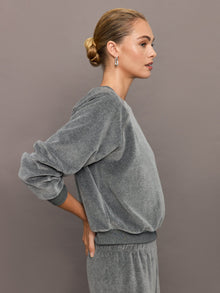 Raglan Pullover in Velour | Charcoal Grey