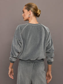 Raglan Pullover in Velour | Charcoal Grey