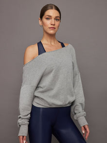 Off Shoulder Sweatshirt in French Terry | Heather Grey