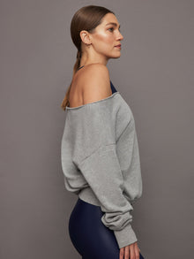 Off Shoulder Sweatshirt in French Terry | Heather Grey