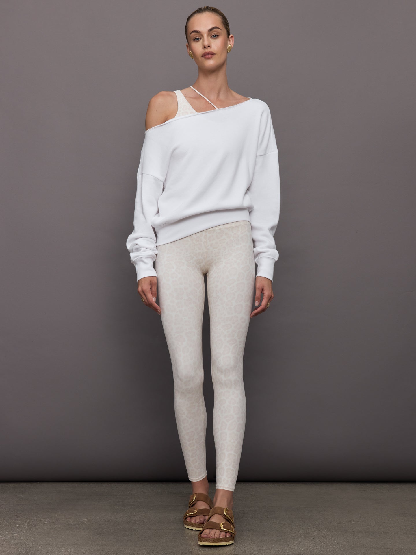 Off Shoulder Sweatshirt in French Terry | White