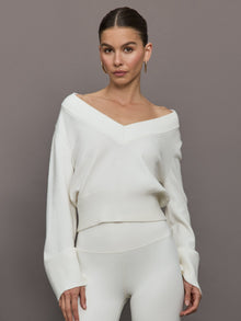 Bell Sleeve Off Shoulder Sweater | Cloud Dancer