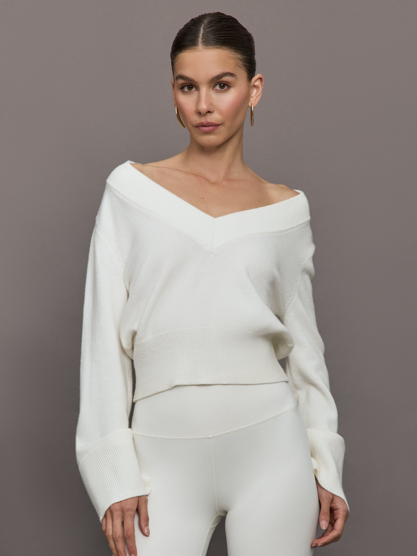Bell Sleeve Off Shoulder Sweater | Cloud Dancer