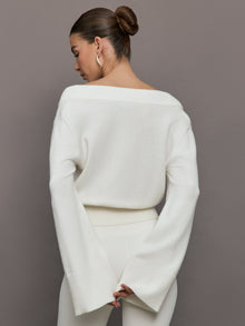 Bell Sleeve Off Shoulder Sweater | Cloud Dancer