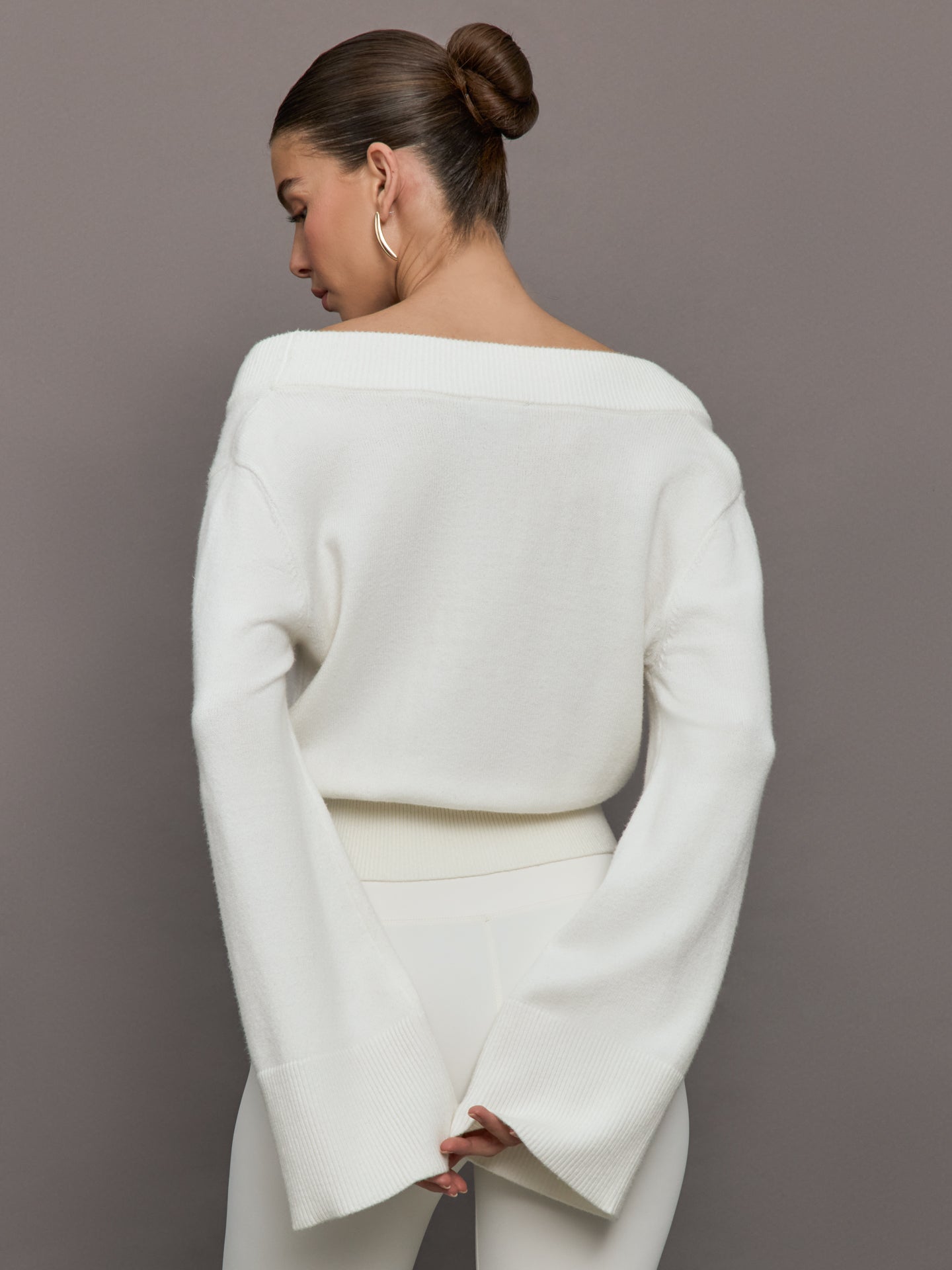 Bell Sleeve Off Shoulder Sweater | Cloud Dancer
