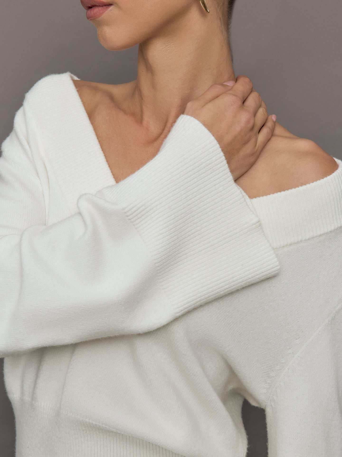 Bell Sleeve Off Shoulder Sweater | Cloud Dancer