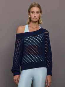 Open Knit Sweater | Navy