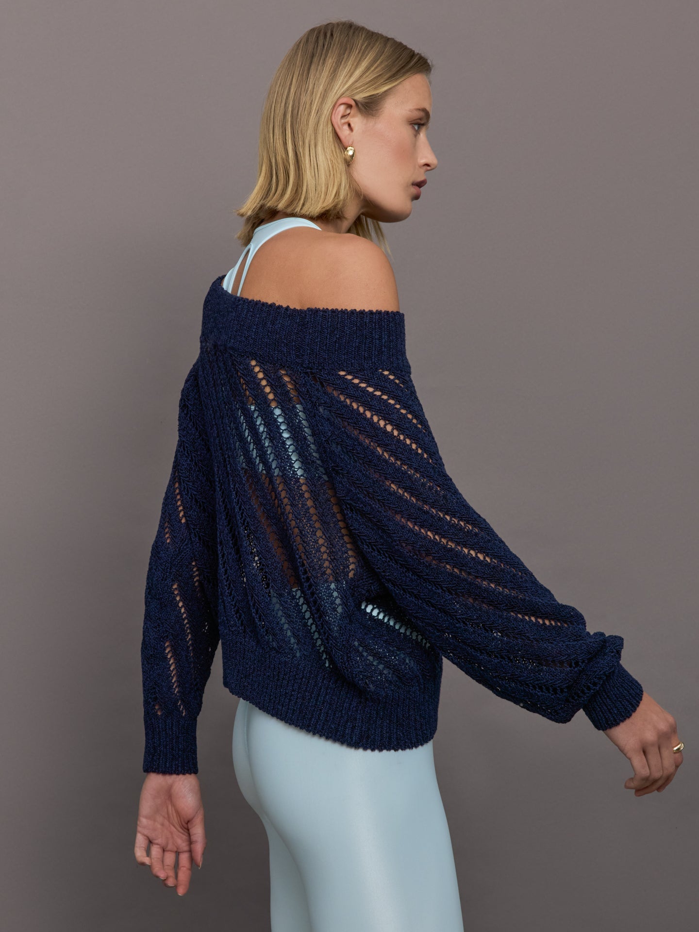 Open Knit Sweater | Navy