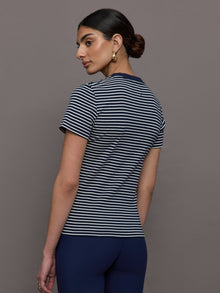 Stripe Ringer Tee | Cloud / Navy Stripe
