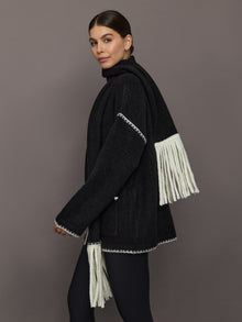 Sweater with Scarf | Black/Cream