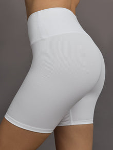 Biker Short in Ribbed Melt | White