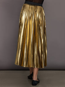 Metallic Pleated Skirt | Gold