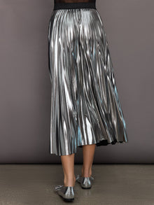 Metallic Pleated Skirt | Silver