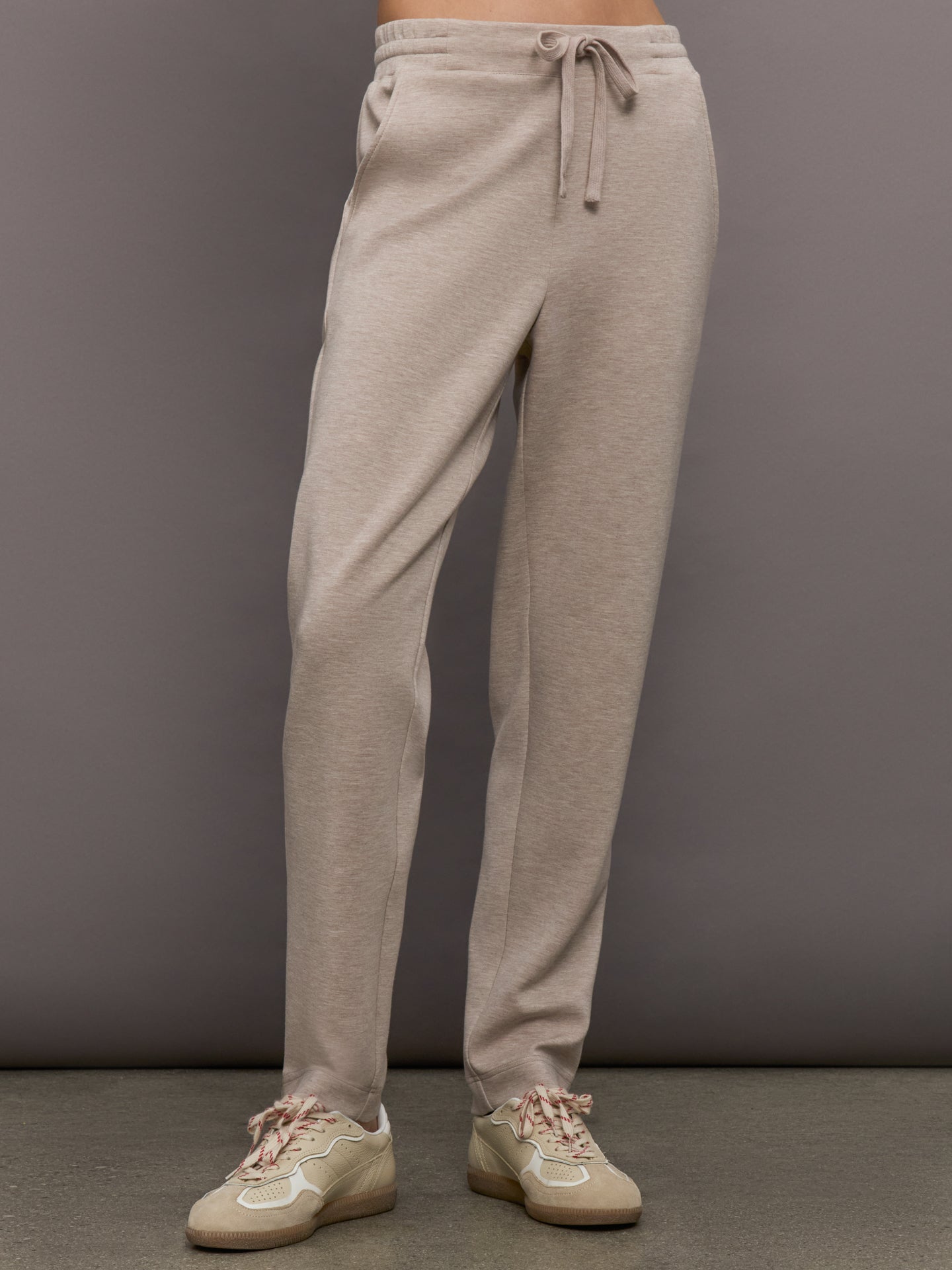 Tapered Leg Jogger in Interlock | Taupe Heather