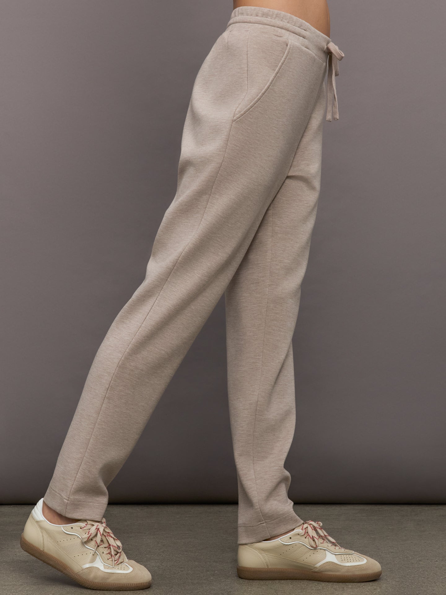 Tapered Leg Jogger in Interlock | Taupe Heather