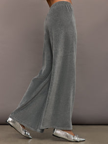 Wide Leg Pant in Velour | Charcoal Grey