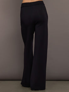 Jewel Embellished Wide Leg Pant in Scuba | Black
