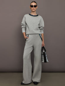 Jewel Embellished Sweatshirt in Scuba | Heather Grey
