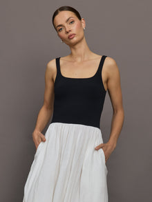 Linen and Melt Dress | Black/White