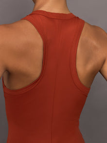 High Neck Tank Dress in Ribbed Melt | Terracotta
