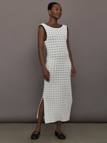 Open Back Knit Crochet Dress | Ivory