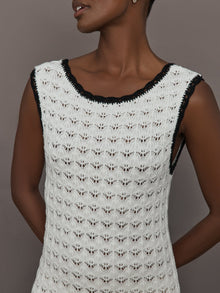 Open Back Knit Crochet Dress | Ivory