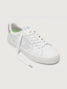 Salvas Premium Leather Sneaker | White/Metallic Gold/Ice