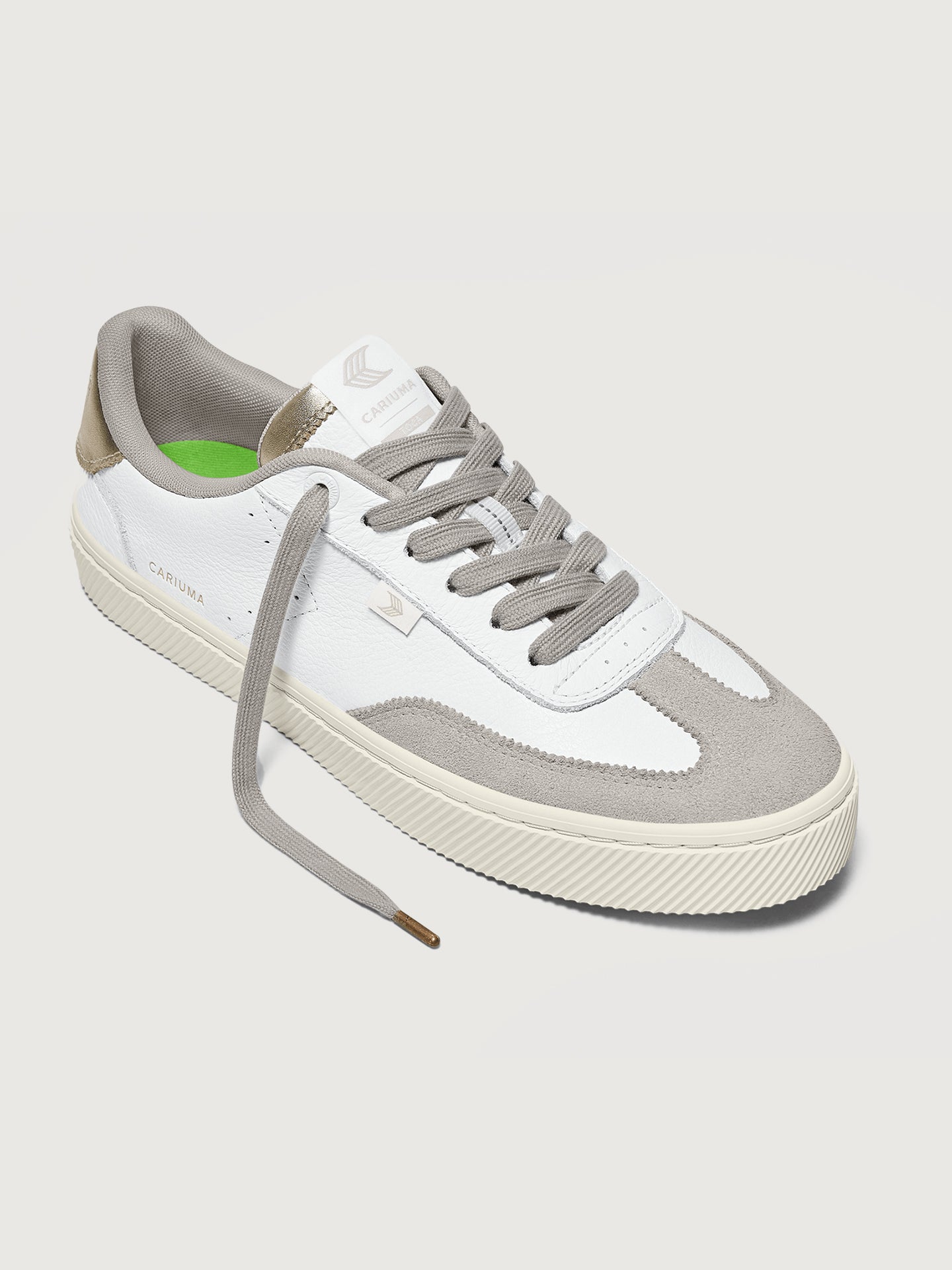 Toca Premium Leather/Suede Sneaker | White/Off-White Vintage/Metallic Gold