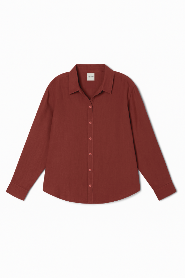 Cecile Oversized Linen Shirt | Sun Dried Tomato