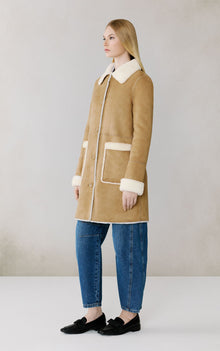 Christine Faux Sherpa Coat | Teak-Powder