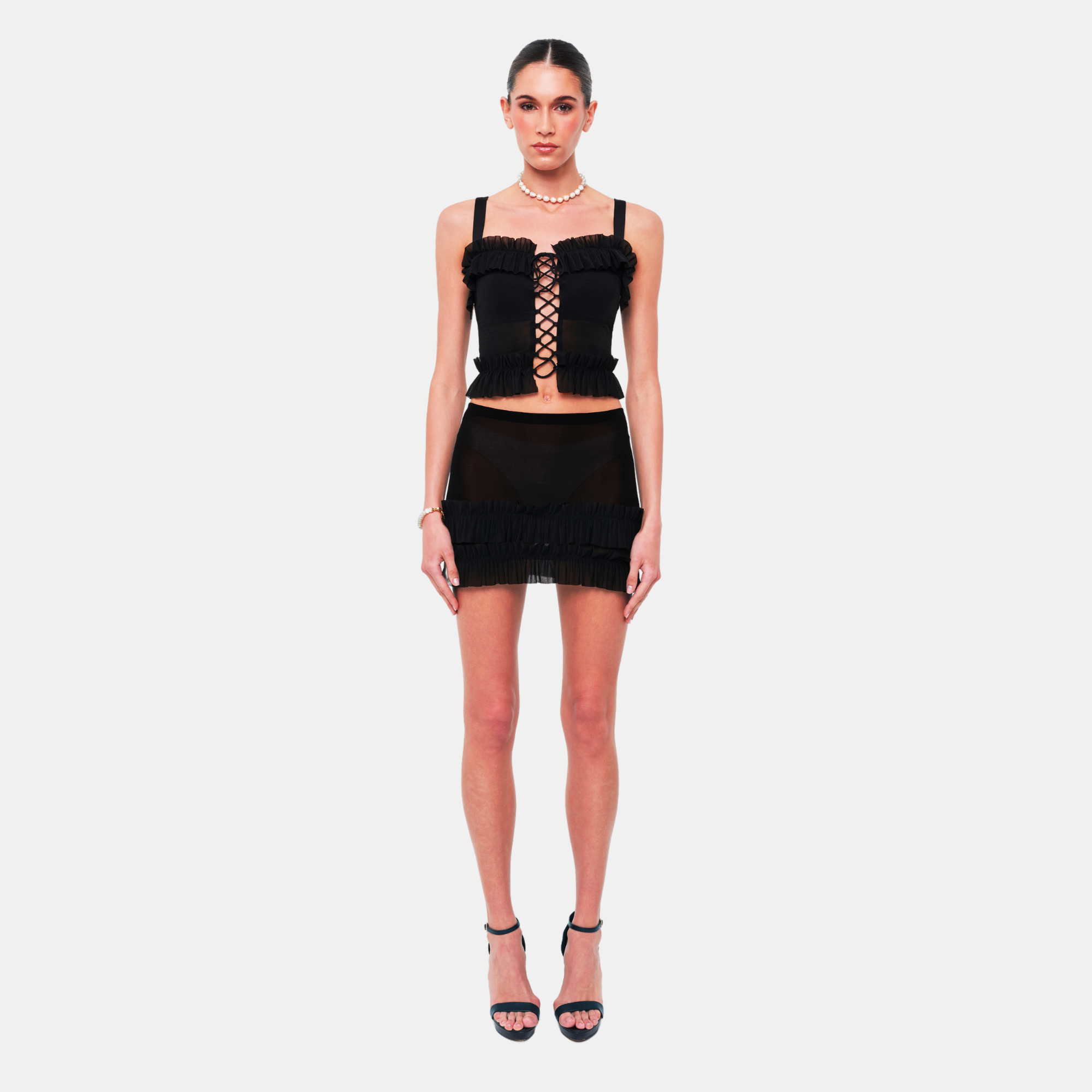 OW Collection CLAIRE Mini Skirt Skirt 121 - Black