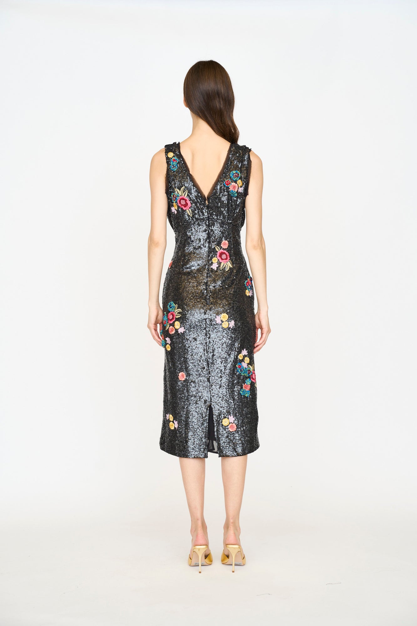 Ingrid Dress | Black Sequin Floral