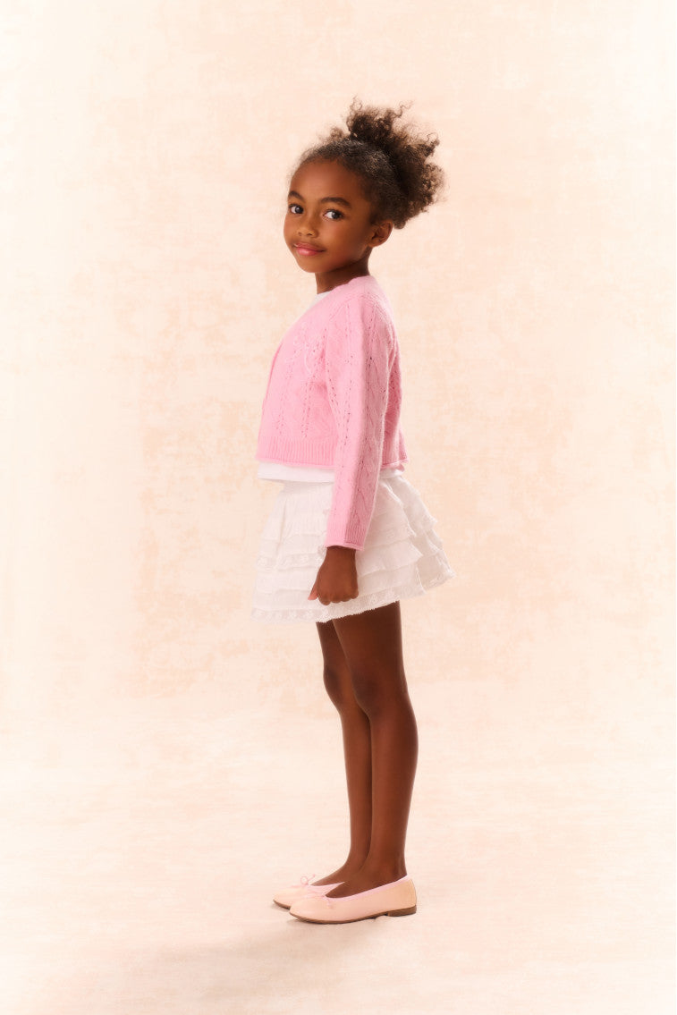 Girls Constine Wool-Cashmere Cardigan | Sweet Peony